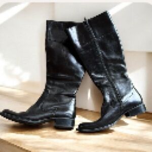 Born Crown Black Leather Knee-High Boots